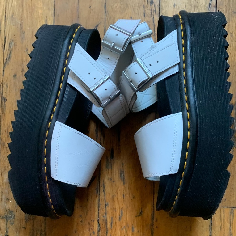White Dr. Martens Voss Quad Platform Sandal